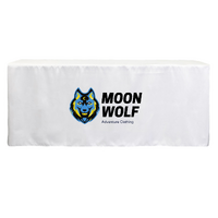 White Fitted Tablecloth With Printed Logo - 6FT