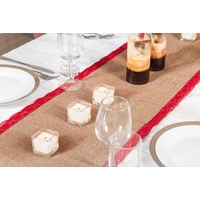 Red Burlap and Lace Vintage Hessian Table Runner