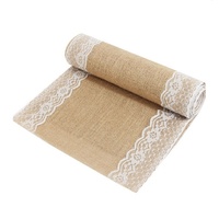 White Burlap and Lace Vintage Hessian Table Runner