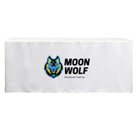 White Fitted Tablecloth With Printed Logo - 4 ft