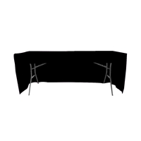 6ft (1.8m) Black Fitted Rectangular Tablecloth- 3 Sided  Markets and Events
