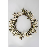 Gloss Berry Wreath Cream 25cm