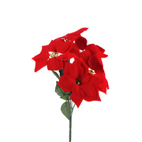 5 Head Red Poinsettia Spray