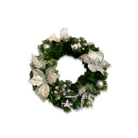 Silver Glitter Christmas Wreath Ring 40cm Diameter