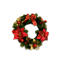 Red Glitter Christmas Wreath Ring - 40cm Diameter