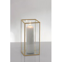 Metal Frame Glass Candle Box - Gold 22cm