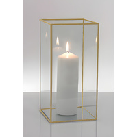Metal Frame Glass Candle Box - Gold 30cm