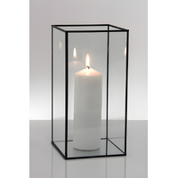 Metal Frame Glass Candle Box - Black 30cm