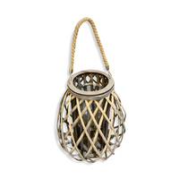 Rustic Belly Cane Lantern 40cm