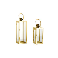 Set of 2 Stainless Steel Lantern in Gold