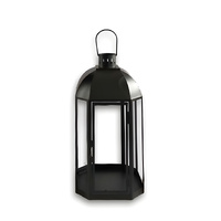 8 Panel Matte Finish Steel Lantern 40cm high