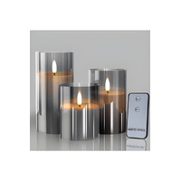 Set of 3 Full Flame LED Candle Vases (remote control)