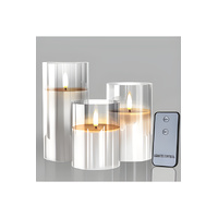 Set of 3 Full Flame LED Candle Vases (remote control)