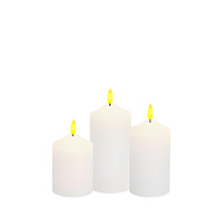 Full Flame LED Wax Pillar Candle - Set of 3