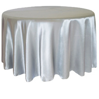 Silver Satin Round Tablecloth/Overlay  - 228cm Diameter