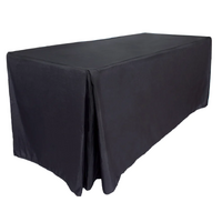 6ft Fitted Rectangular Tablecloth with Split Corner - Black (1.8m)