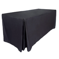 6ft Fitted Rectangular Tablecloth with Split Corners - Black (1.8m)