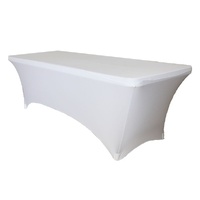 4ft Rectangular Lycra/Spandex Tablecloth - White 1.2m