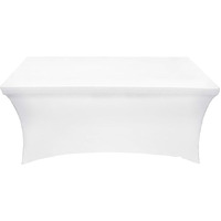 6ft (183cm)  Rectangular Spandex Tablecloth - White 