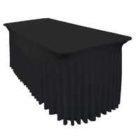 6 Ft (183cm) Rectangular Spandex Tablecloth with Inbuilt Skirt - Black