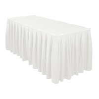 Table Skirt Box Pleat Polyester  (3m) with velcro - White