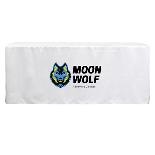 White Fitted Tablecloth With Printed Logo - 4 ft