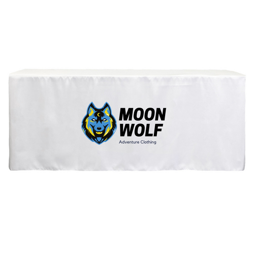 4ft fitted tablecloth with your logo - White