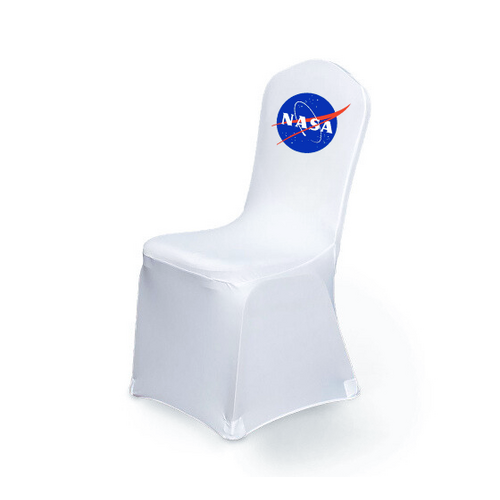 Lycra Spandex Logo Printed Chair Cover - White