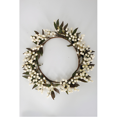 Gloss Berry Wreath Cream 25cm