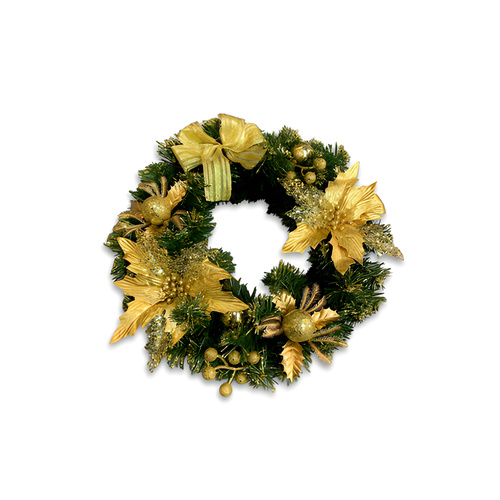 Gold Glitter Christmas Wreath Ring 40cm Diameter