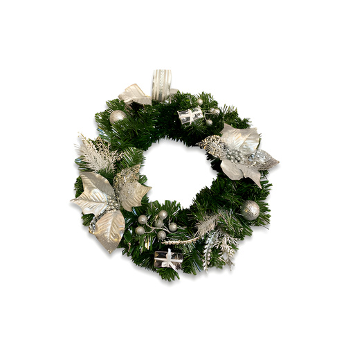 Silver Glitter Christmas Wreath Ring 40cm Diameter