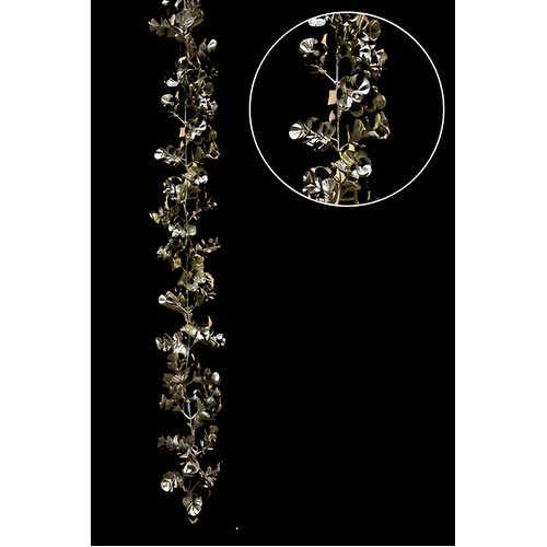 Glitter Gum Leaf Garland Xmas 200cm Gold