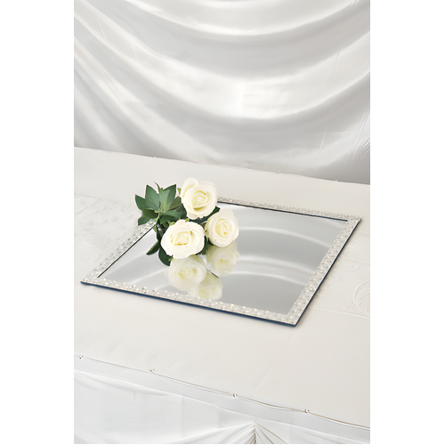 Display Mirror Plate w Acrylic Detail 40cm Wedding