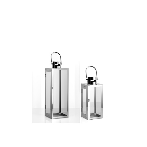 Set of 2 Stainless Steel Lantern - Modern
