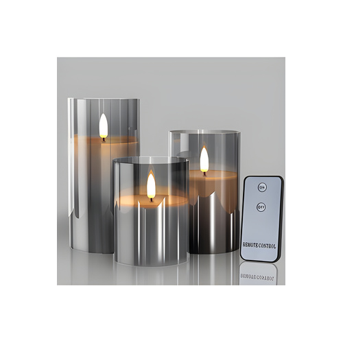 Set of 3 Full Flame LED Candle Vases (remote control)