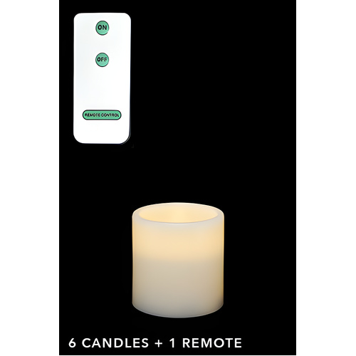 6 x Real Wax LED Candle + Remote 7.5cm