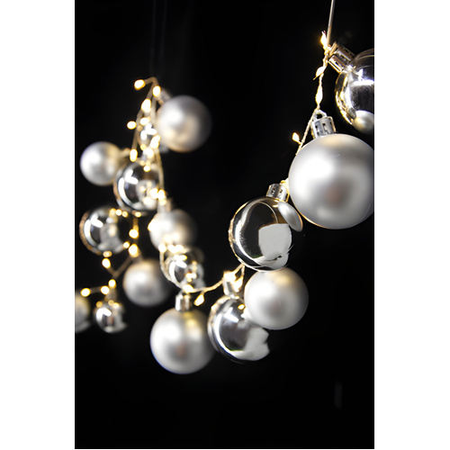 Christmas Lights and Bauble String in Silver 