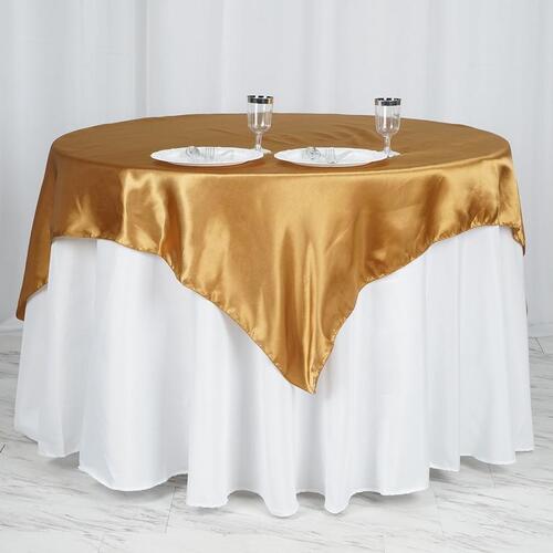 Antique Gold Satin Round Tablecloth/Overlay  - 228cm Diameter