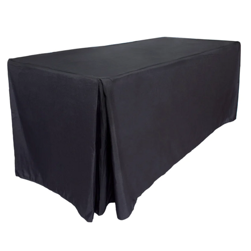 6ft Fitted Rectangular Tablecloth with Split Corners - Black (1.8m)
