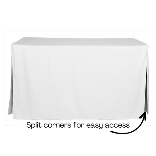 6ft Fitted Rectangular Tablecloth with Split Corners - White (1.8m)