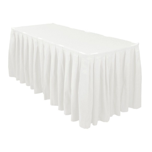 Table Skirt Box Pleat Polyester  (3m) with velcro - White