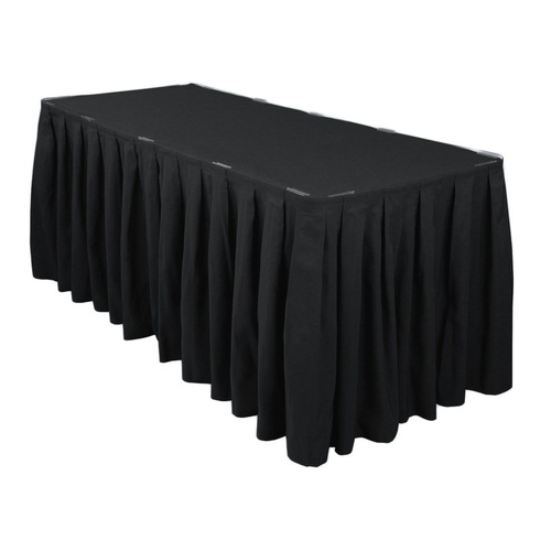 Table Skirt Box Pleat Polyester (4.3m) with velcro - Black 