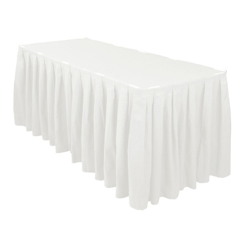 Table Skirt Box Pleat Polyester (4.3m) with velcro- White
