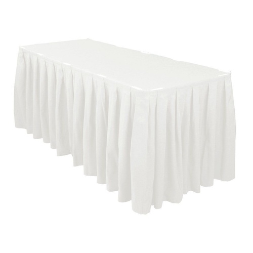 Table Skirt Box Pleat Polyester (5.2m) with velcro - White
